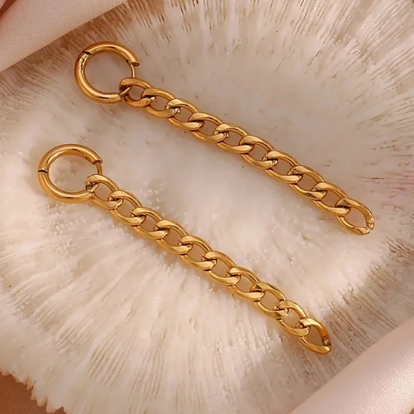 New Tassel 18K Gold Dangle Figaro Chain Earrings, cute Earrings, wow Earrings - Picture 3 of 6